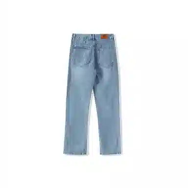 我是大卫 韩版复古直筒宽松百搭水洗牛仔裤 男女同款 浅蓝色