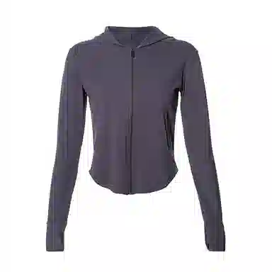 达兹 纯色拉链连帽长袖健身衣 女款