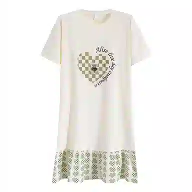 俏佳人 休闲圆领短袖睡裙 女款 杏色