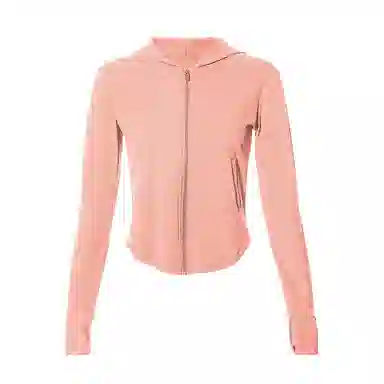 达兹 纯色拉链连帽长袖健身衣 女款