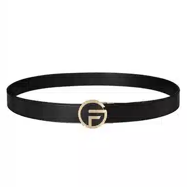 GOLF G Buckle Leather Belt Black Gunmetal Gold