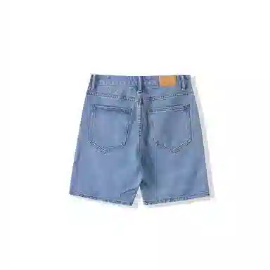 我是大卫 纯色拉链水洗宽松复古直筒宽松牛仔短裤 男女同款