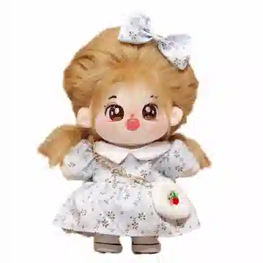 雄俊 可爱小萌棉花娃娃百变造型 带骨架换装小裙子超萌表情编发小女孩萝莉田园风 玩偶 毛绒公仔