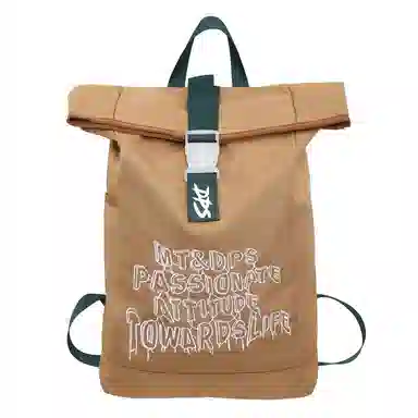 醇龙 美式复古休闲大容量纯色字母百搭 尼龙 背包双肩包 常规 男女同款情侣款 黑色/灰白色/卡其色