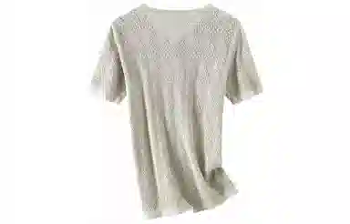 恒源祥 菱格镂空圆领短袖针织衫 女款