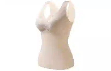 二三二三 纯色植物花卉杯面修身无痕保暖带胸垫背心 女款