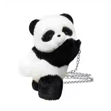 抱竹 古力古力 熊猫趴趴玩偶系列 可爱零钱包 毛绒 斜挎包 常规 男女同款情侣款 黑白