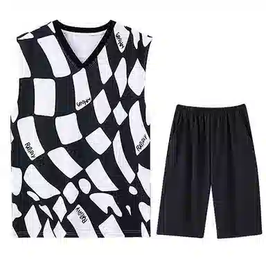 兰缪 撞色圆领无袖背心中腰裤子睡衣套装 男款 灰色