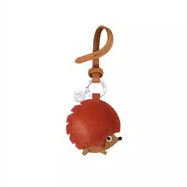 后鸟 小刺猬可爱呆萌小众 手工小羊皮真皮 包包挂件钥匙扣车挂 男女同款情侣款 棕色橘红色美拉德配色