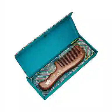 悦语 檀木梳礼盒装彩色描金直发木梳按摩护发实用创意礼品  梳子及套装