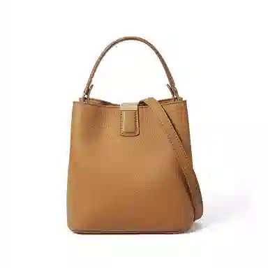 红蜻蜓 精致小巧小众高质感通勤大容量 牛皮 水桶包单肩包手提包斜挎包 常规 女款 棕色/黑色/米白色/咖啡色