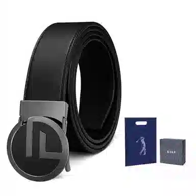 GOLF G Buckle Leather Belt Black Gunmetal Gold