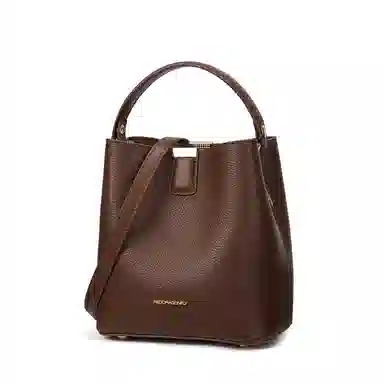 红蜻蜓 精致小巧小众高质感通勤大容量 牛皮 水桶包单肩包手提包斜挎包 常规 女款 棕色/黑色/米白色/咖啡色