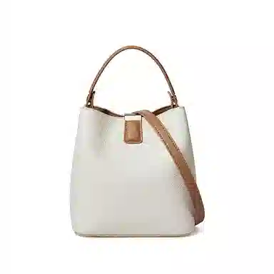 红蜻蜓 精致小巧小众高质感通勤大容量 牛皮 水桶包单肩包手提包斜挎包 常规 女款 棕色/黑色/米白色/咖啡色