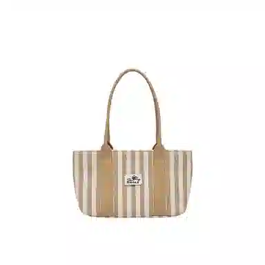 艺溯 野餐托特包 时尚通勤百搭小众设计条纹夏天高颜值早八上课通勤 织物 单肩包腋下包手提 中号 女款 姜饼色