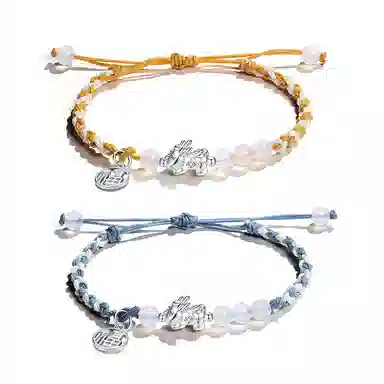 华髻 招财貔貅情侣手链 新中式国潮小众设计黑红编织绳 告白 有礼盒 玛瑙 手链 男女同款情侣款