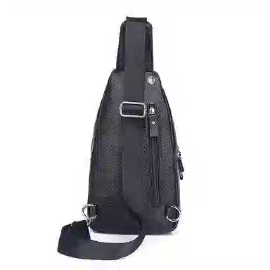 小众原创真皮时尚竖款潮流百搭休闲男包 头层牛皮 胸包单肩斜挎包背包 常规 男款 黑色