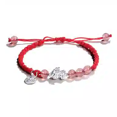 华髻 招财貔貅情侣手链 新中式国潮小众设计黑红编织绳 告白 有礼盒 玛瑙 手链 男女同款情侣款