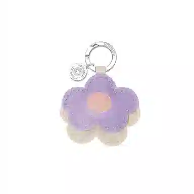 后鸟 原创设计师小众小花花朵优雅小清新 手工小羊皮真皮 包包挂件钥匙扣汽车挂件 男女同款情侣款 橄榄绿大地棕香草紫公主粉色