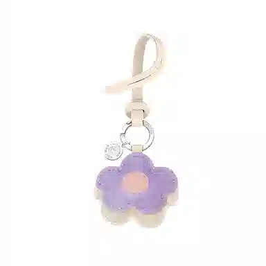 后鸟 原创设计师小众小花花朵优雅小清新 手工小羊皮真皮 包包挂件钥匙扣汽车挂件 男女同款情侣款 橄榄绿大地棕香草紫公主粉色