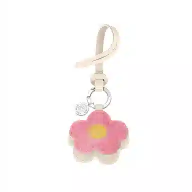 后鸟 原创设计师小众小花花朵优雅小清新 手工小羊皮真皮 包包挂件钥匙扣汽车挂件 男女同款情侣款 橄榄绿大地棕香草紫公主粉色