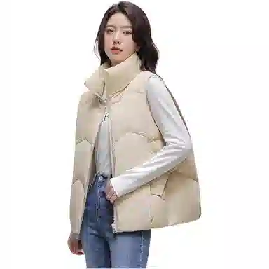 鸭鸭 时尚纯色立领百搭休闲加厚保暖简约外穿通勤办公室穿搭羽绒马甲 女款
