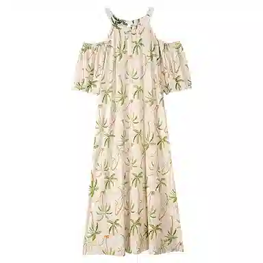 歌倩雅 圆领套头五分袖睡裙 女款 杏色