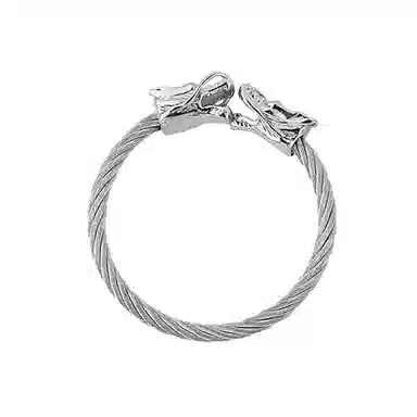 永恒旋律 霸气双龙造型设计 新中式潮流时尚高级感 简约复古国潮 可调节 钛钢 手镯 男款 银色