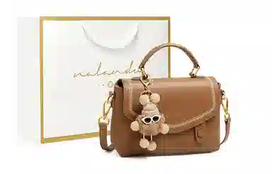 纳兰杜 女包百搭高级感小众品牌通勤休闲潮流实用 牛剖层革拼合成革 手提包斜挎包单肩包 小号 女款 米白拼杏/可可棕