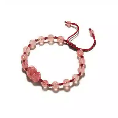 泡泡贝 新中式大气招财纳福创意独特吞金兽轻奢优雅霸气单圈宫廷风抽拉编织绳 黑曜石 玉石手链 男女同款情侣款