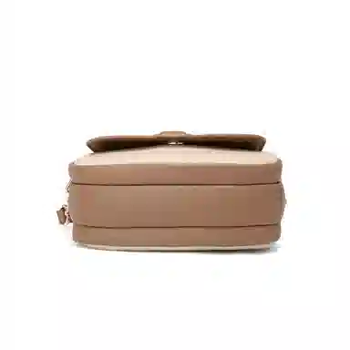 稻草人 拉链开合 牛皮拼合成革 斜挎包 常规 女款 浓巧咖配白/奶茶杏配白