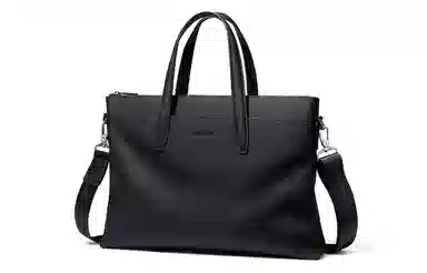 马莎兰缇 高级感商务通勤潮流大容量 牛皮 电脑包公文包单肩斜挎手提包 常规 男款 黑色