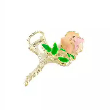 妖娆猫 超仙玫瑰花朵 中国风鲨鱼夹头饰 气质金属 发夹 女款