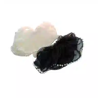 尚先生 气质网纱大肠圈韩版高级感丸子头头花 仿珍珠 发圈 女款 黑色/米色