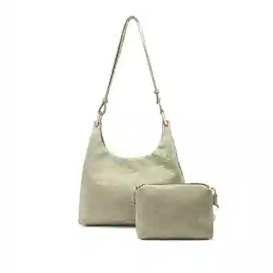 稻草人 小众设计国潮绸缎风系列 聚氨酯 腋下包半月包二合一子母包斜挎单肩包 常规 女款 浅绿/奶白/杏色