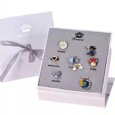 妖娆猫 一周星期头绳发饰套装礼盒气质小清新儿童发绳头饰皮筋女高级感创意生日礼品女生实用走心 发圈 女款