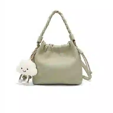 稻草人 柔软可爱毛绒挂饰百搭款 聚氨酯拼皮革 手提包 常规 女款 奶白/浅绿/浅粉色