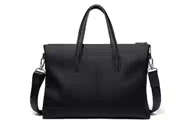 马莎兰缇 高级感商务通勤潮流大容量 牛皮 电脑包公文包单肩斜挎手提包 常规 男款 黑色