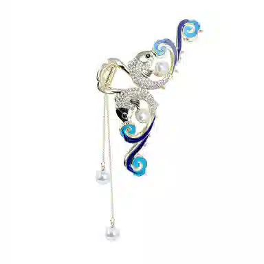 妖娆猫 国潮新中式锦鲤祥云抓夹高档气质流苏鲨鱼夹时尚奢华百搭头饰 发夹 女款