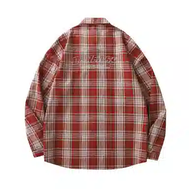 DAREASY Vintage Letter Embroidered Plaid Shirt