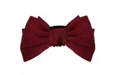 左欧 缎面蝴蝶结抓夹 双面 后脑勺大号鲨鱼夹 发夹 女款 酒红色