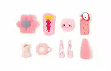 白卷 侧边前额后脑勺碎发可爱针织毛线发夹 萌趣小动物发饰 女款 闺蜜款