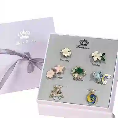 妖娆猫 一周星期发饰套装礼盒高级感头绳头饰皮筋小清新儿童发绳女创意生日礼品女生实用走心 发圈 女款