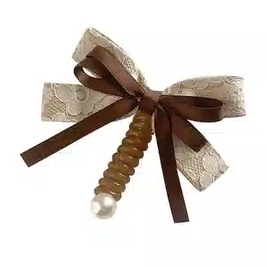 妖娆猫 气质泡泡辫编发头绳蝴蝶结飘带直条电话线优雅高马尾发饰 发圈 女款