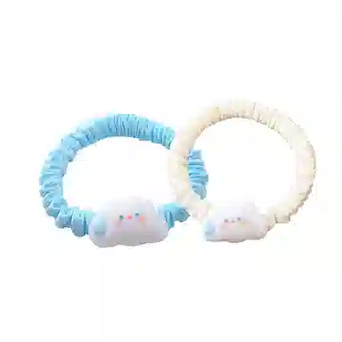 妖娆猫 网红无语可爱云朵扎头发绳卡通简约小肠圈发饰两件套 发圈头绳 女款