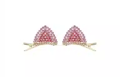 沂茹 轻奢优雅韩版时尚甜美气质高级精致猫耳朵水钻简约气质可爱边夹 发夹 女款