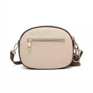 稻草人 拉链开合 牛皮拼合成革 斜挎包 常规 女款 浓巧咖配白/奶茶杏配白