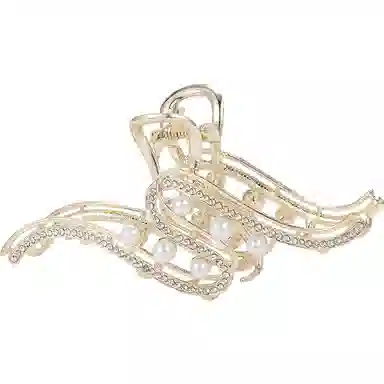 秦福炫 大号波浪鲨鱼夹高级感后脑勺 珍珠 发夹 女款