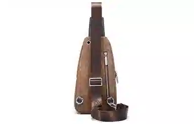 马莎兰缇 复古撞色潮流简约休闲商务大容量通勤包 合成革 单肩包斜挎包胸包 中号 男款 啡配灰