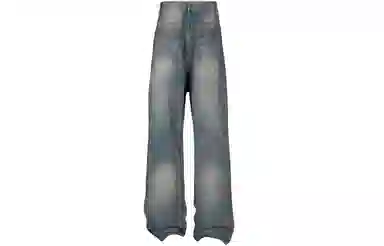 大卫贝肯 做旧字母印花涂鸦中腰拉链百搭直筒牛仔裤 男女同款